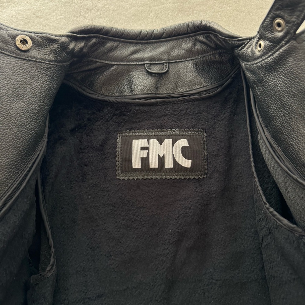 Vintage FMC Genuine Leather Moto Biker Studded Black Jacket Small 80s 90s - Picture 4 of 12